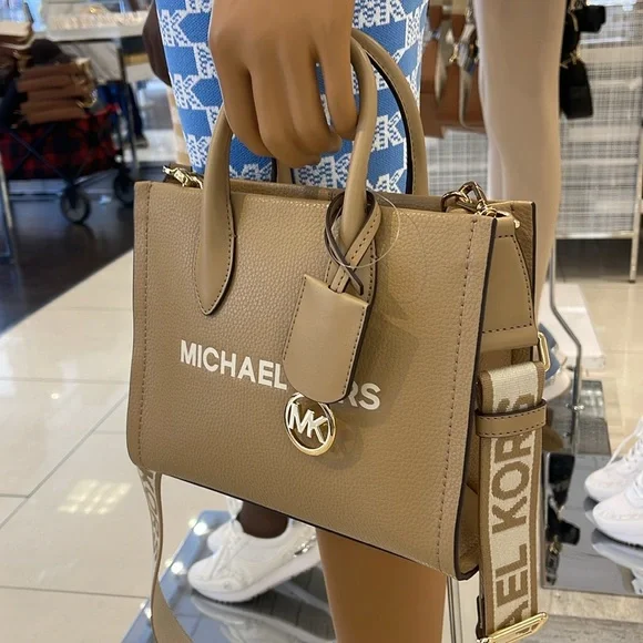 Michael Kors Mirella Small Pebbled Leather Shopper Top Zip Crossbody XBODY Tote